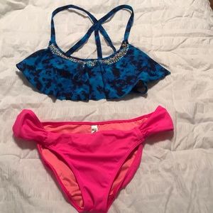 PINK two piece cris cross straps